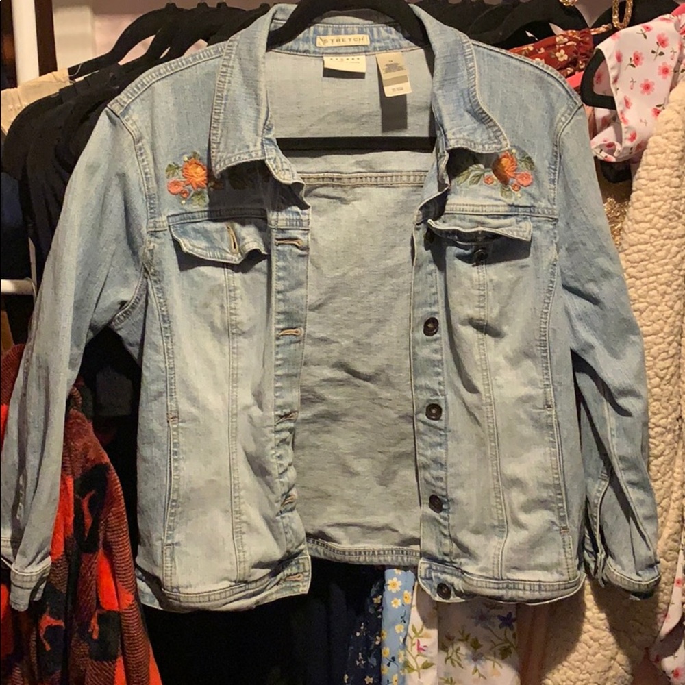 Vintage Jean Jacket with Floral Print